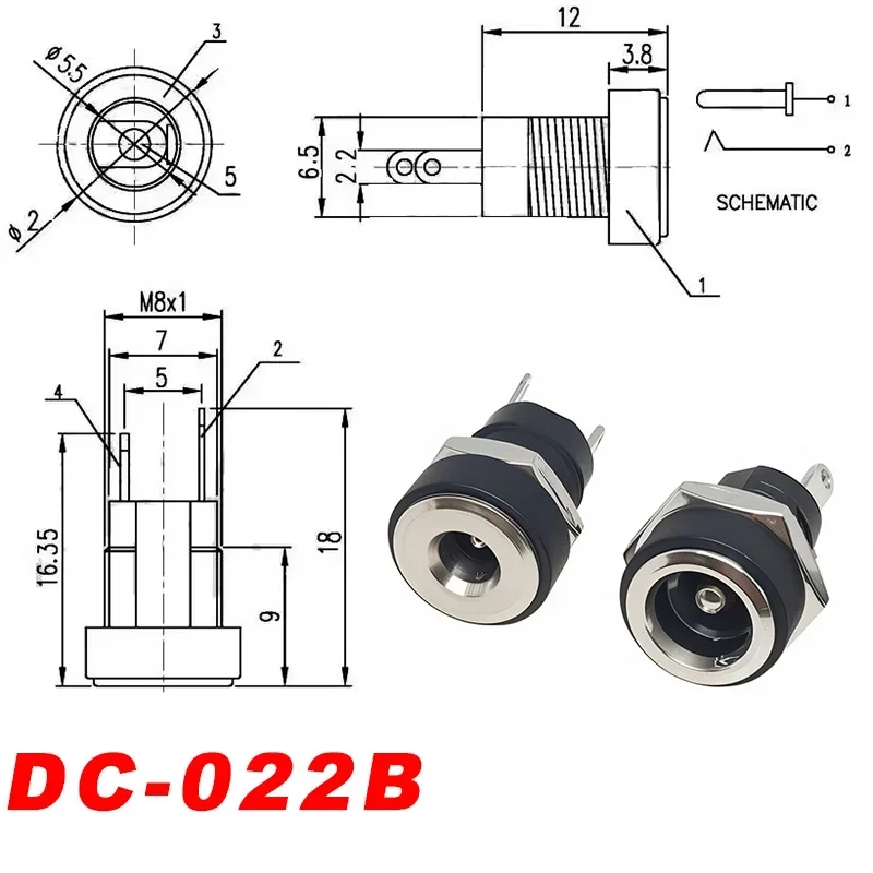 DC Power Connector Set | 5.5mm Panel Mount Jack & Plug | 10-Piece Kit for Secure Power Supply - Thumbnail 2