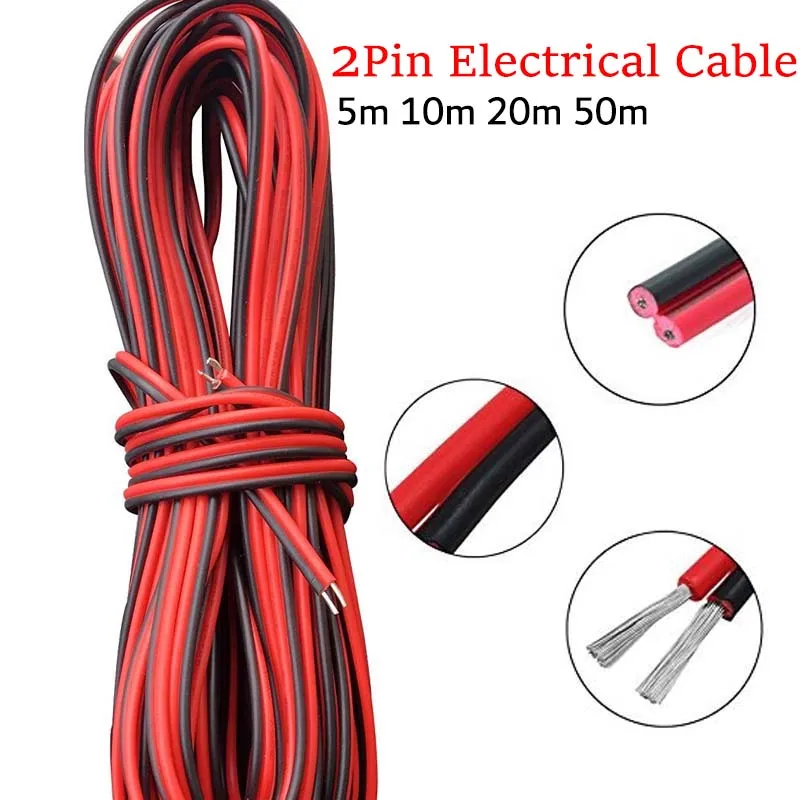 12V LED Strip Extension Cable | 18-22 AWG Copper Wire | 5M to 100M Red/Black Power Cord - Thumbnail 3