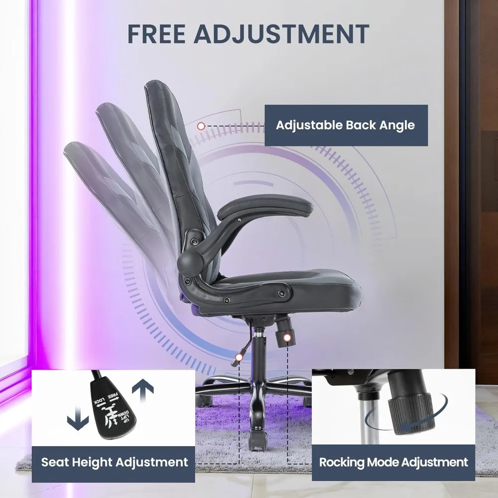 Racing Chair | Adjustable PU Leather Gaming Desk Chair | Flip-Up Armrests - Thumbnail 6
