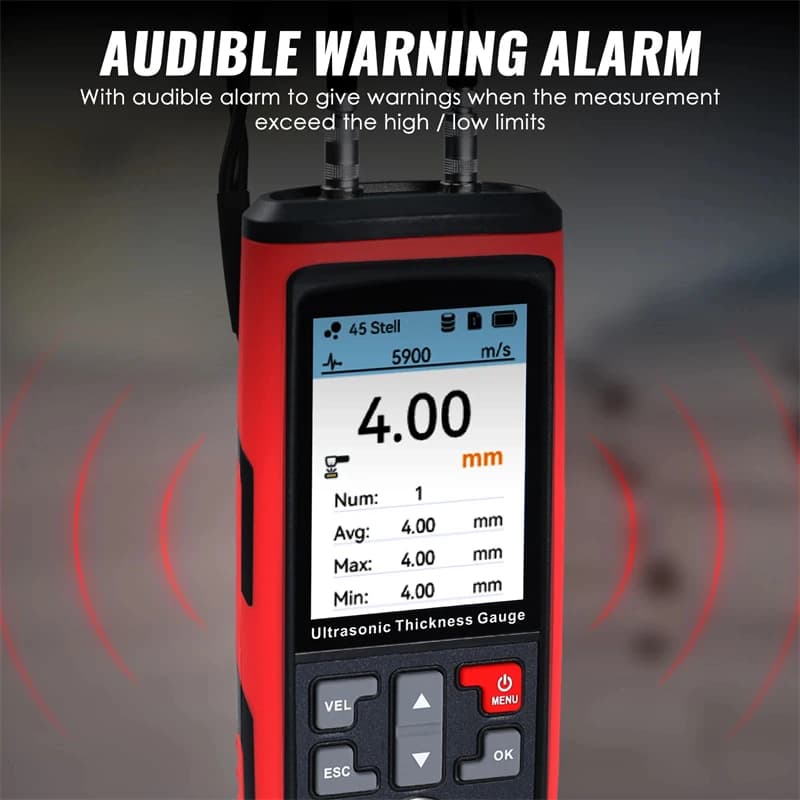 1500 Data Ultrasonic Thickness Gauge 1.0-300mm ±0.5% Accuracy with PC Software for Pipe Tank Weld Measurement - Thumbnail 2