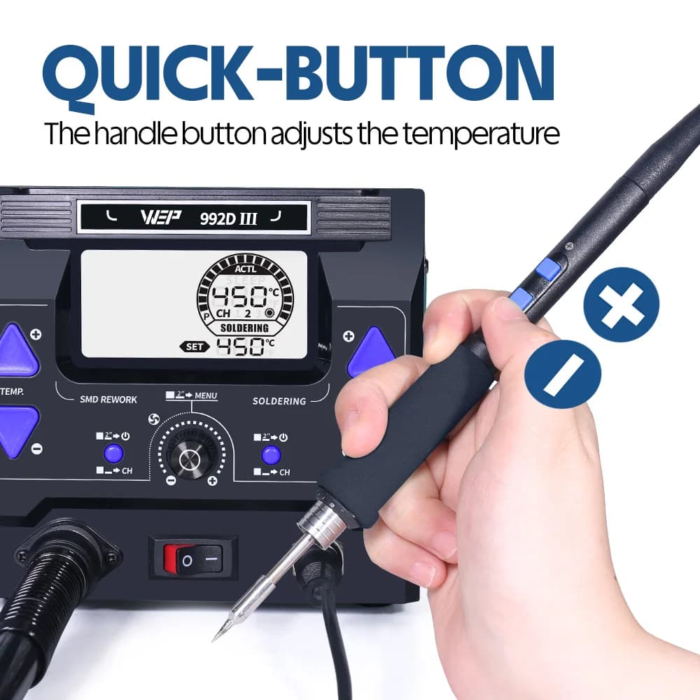 Digital Soldering Station | 1220W 2-in-1 Hot Air & C245 Iron | Precision Repair Tool - Thumbnail 5