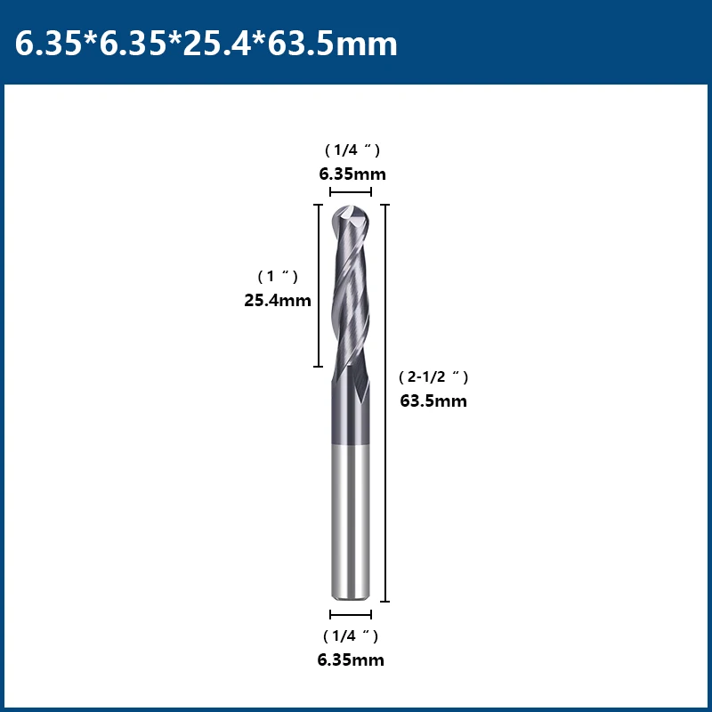 Nose End Mill | 2 Flute Tungsten Carbide | 6.35mm CNC Router Bit for Milling - Thumbnail 4