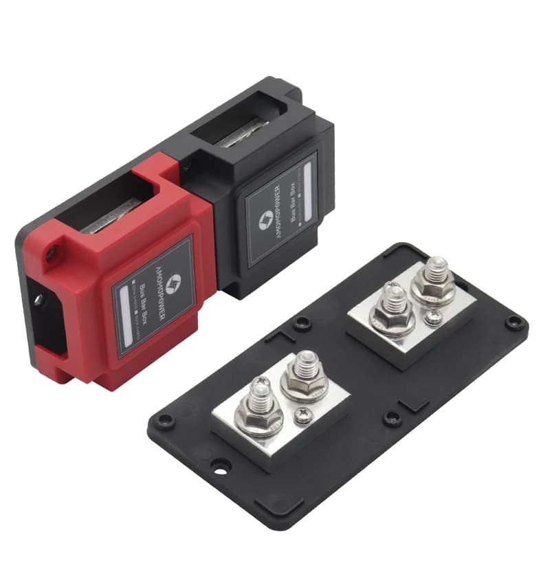 Heavy-Duty 48V Power Distribution Block | 600A Bus Bar with 4x M10 Terminals - Thumbnail 4