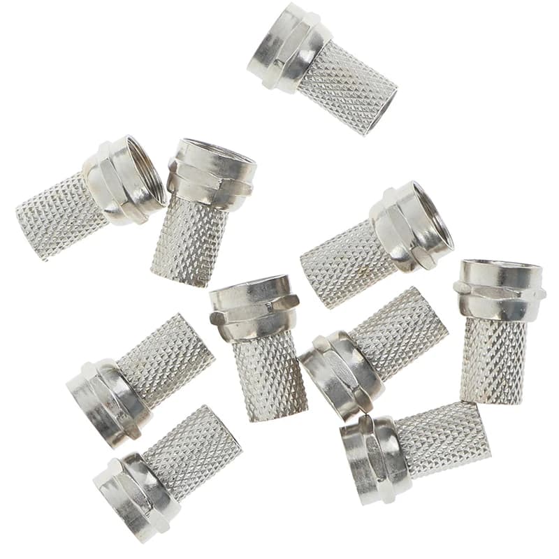 F Connector 10-Pack | Screw-On Type for RG6 Coax Cable | Satellite TV Antenna - Thumbnail 5