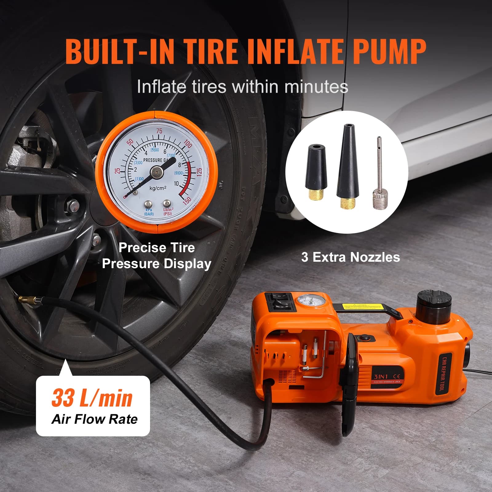 5-Ton Electric Car Jack | 11023 LBS Hydraulic Lift | Portable Tire Change & Garage Repair Kit - Thumbnail 4