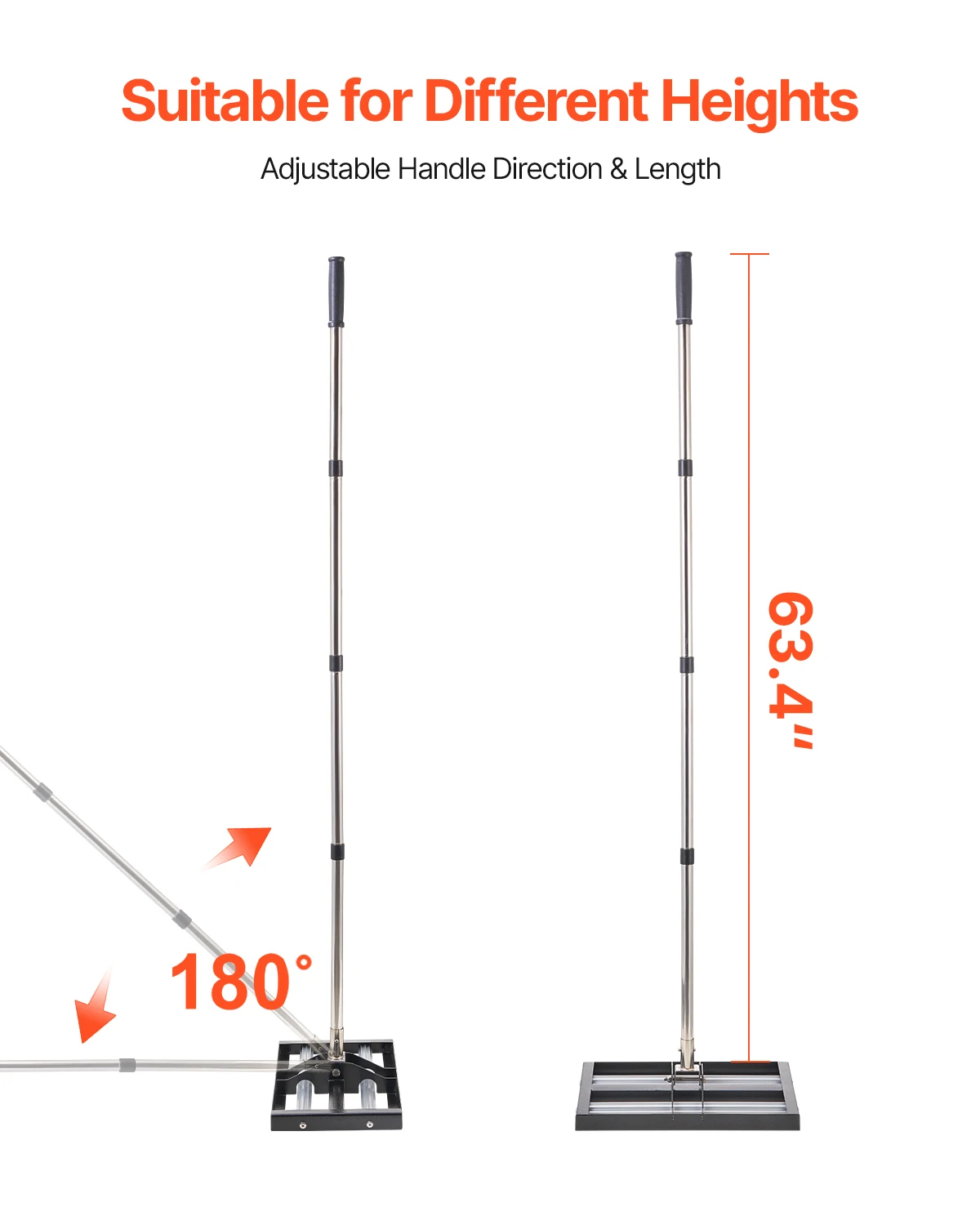 Lawn Leveling Rake with Roller | Adjustable Handle & Effort Saving Design | Yard Leveling Tool - Thumbnail 4