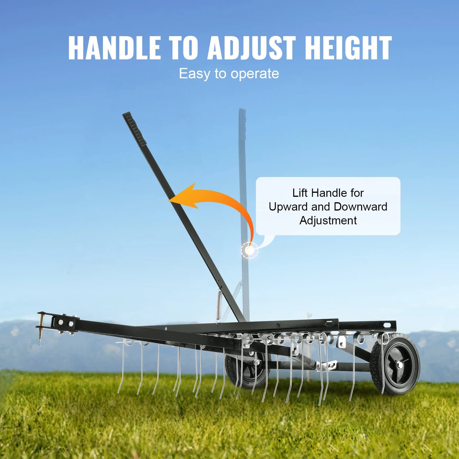 Behind Lawn Dethatcher | 40in Width with 20 Steel Tines | ATV & Mower Attachment - Thumbnail 3