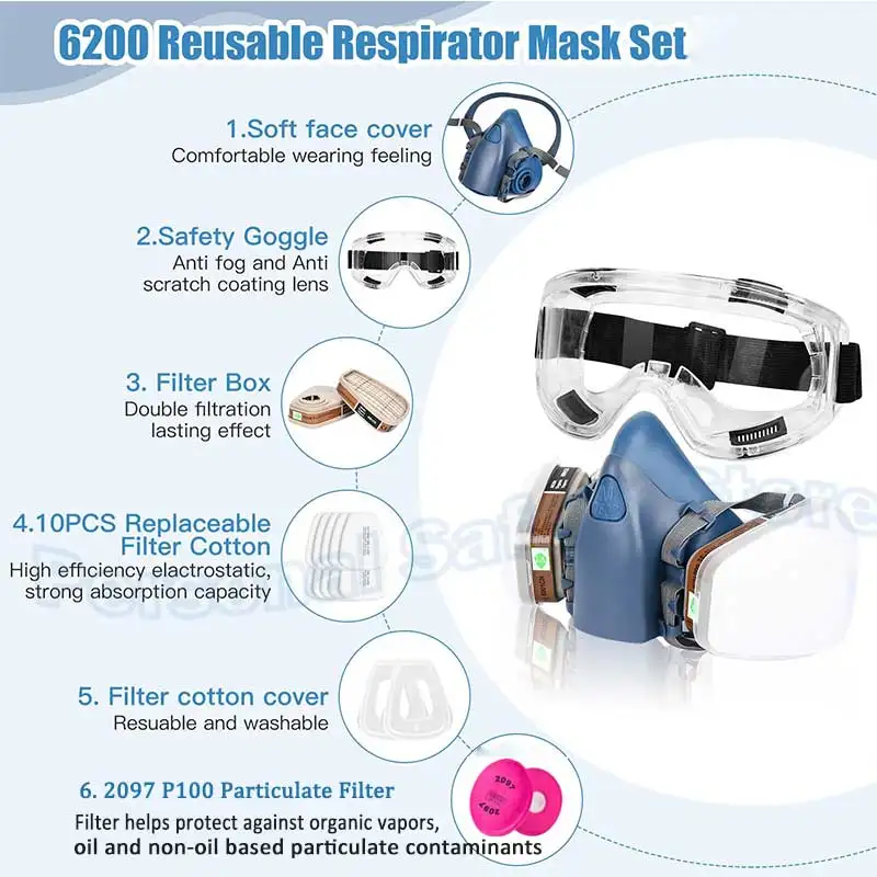 Half-Face Respirator for Painting & Chemicals | Multi-Gas & Particulate Filter - Thumbnail 5