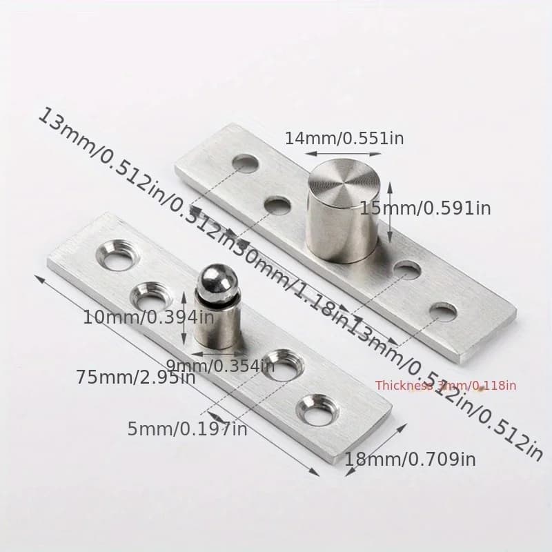 360° Rotating Pivot Hinge | Adjustable Concealed Hardware | Heavy-Duty Cabinet & Wardrobe - Thumbnail 3