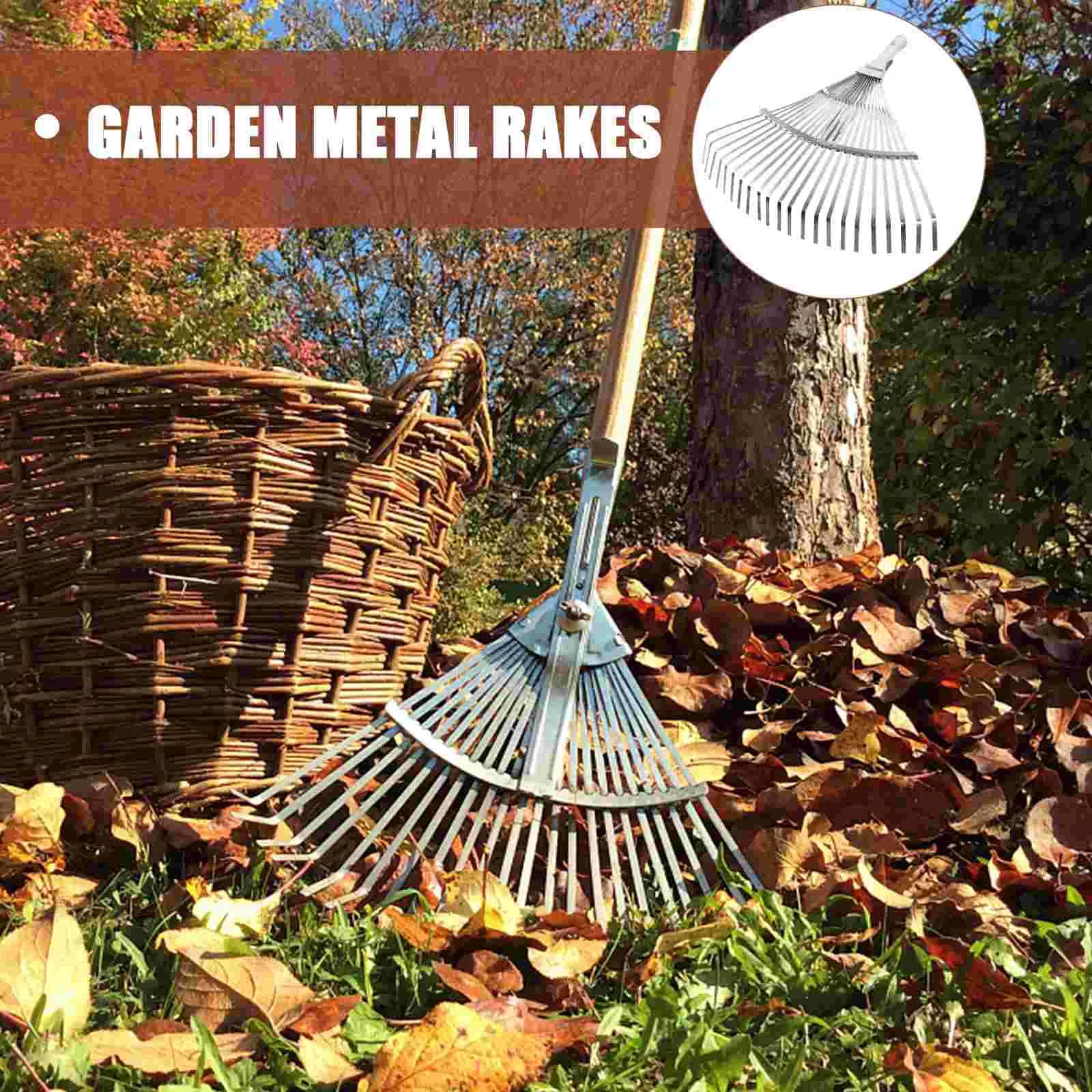Leaf Rake | Adjustable Stainless Steel Handle | Expandable Garden Raking Tool - Thumbnail 5