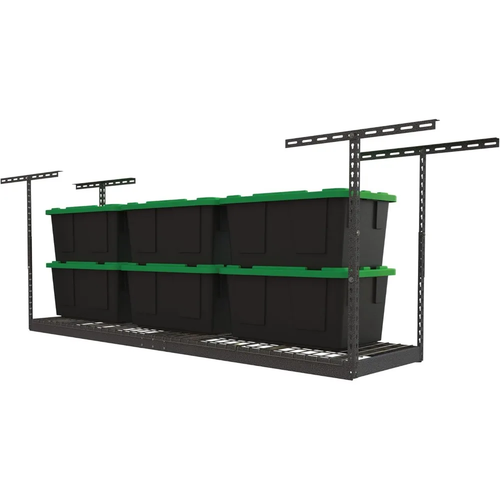 Heavy-Duty Overhead Garage Storage Rack | 350 lb Capacity | Adjustable Ceiling-Mounted Steel Shelving - Thumbnail 4