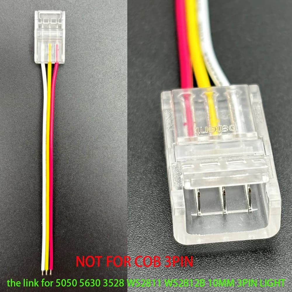 LED Strip Connector Kit | 10-Piece 10mm Solderless L/T Corners for WS2811/WS2812b - Thumbnail 2