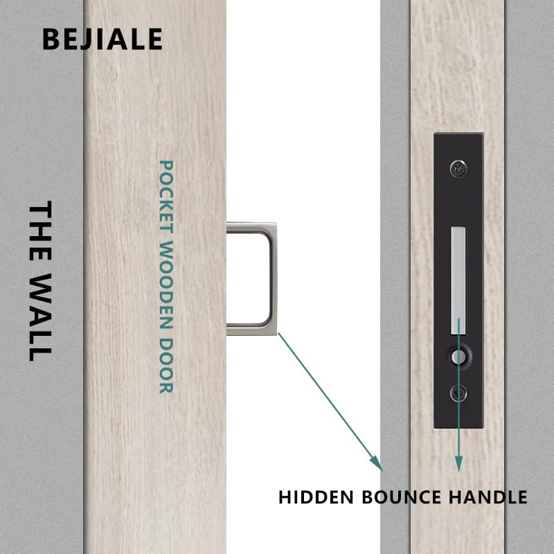 Built-In Pocket Door Lock | Press Spring Hidden Latch | Sliding & Shift Door Lock Hardware - Thumbnail 3