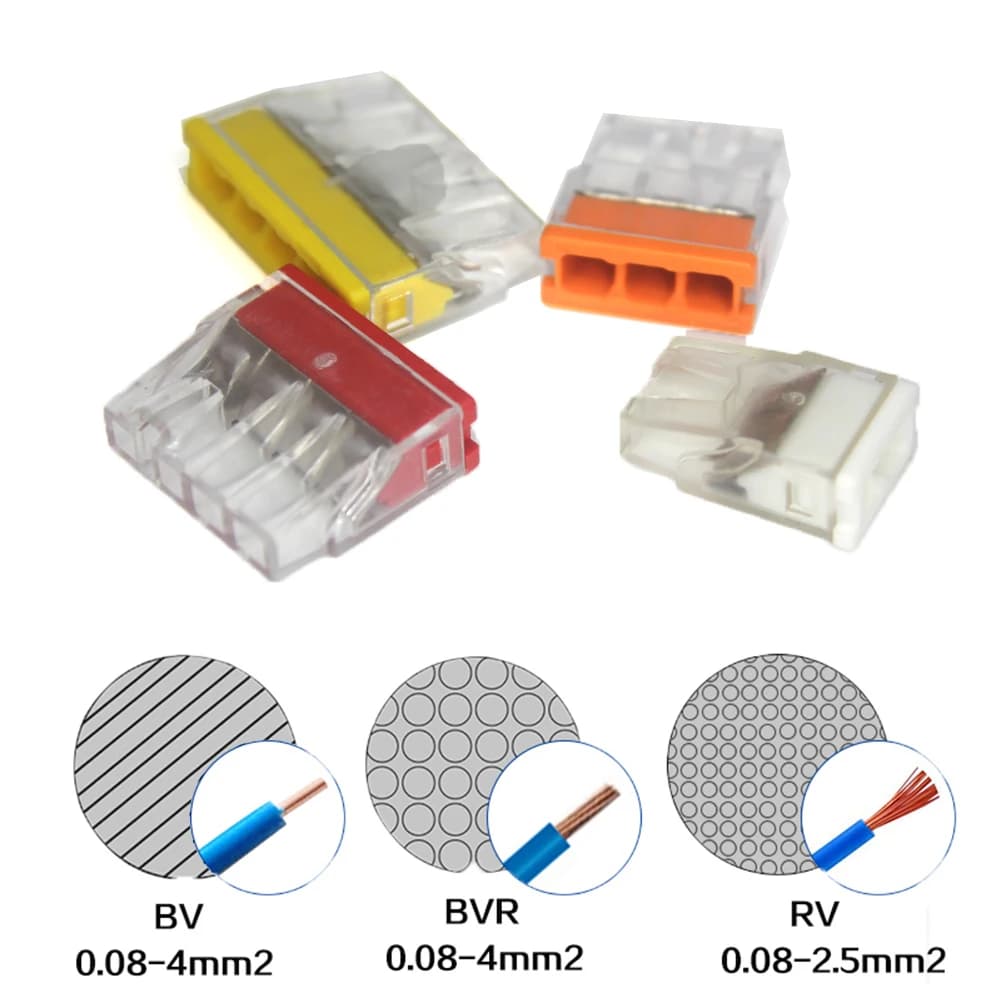 Push-In Wire Connectors | 50-Piece Kit | 2-5 Port Terminal Blocks | Stainless Steel - Thumbnail 2