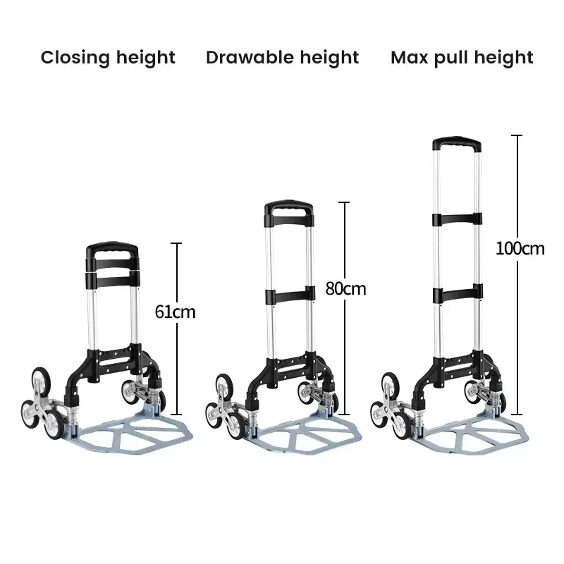 Folding Hand Truck | Lightweight Aluminum Stair-Climbing Cart for Luggage & Shopping - Thumbnail 4