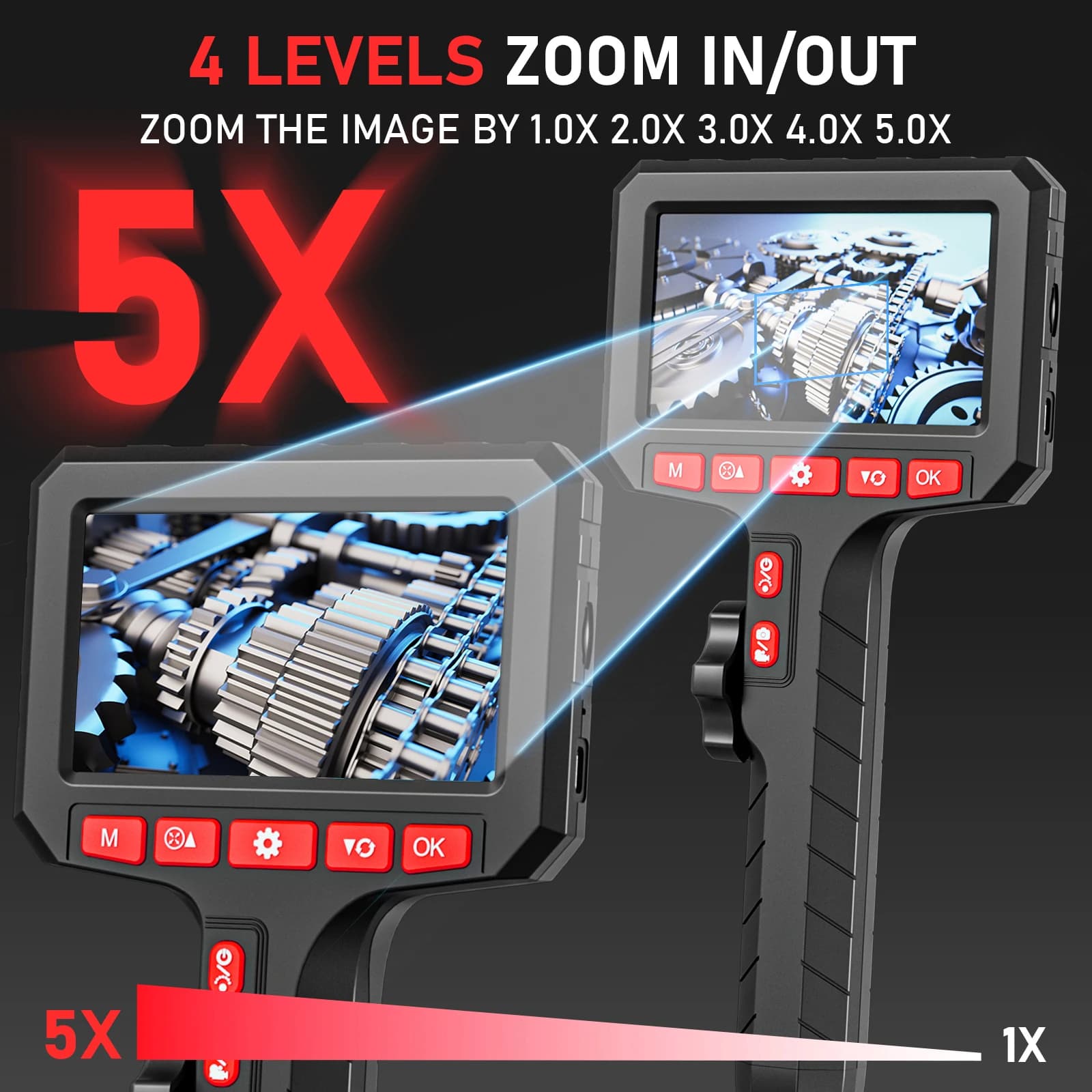 5-inch Industrial Borescope | 3.9mm & 6.0mm Dual Camera | 1080P Inspection Camera - Thumbnail 5