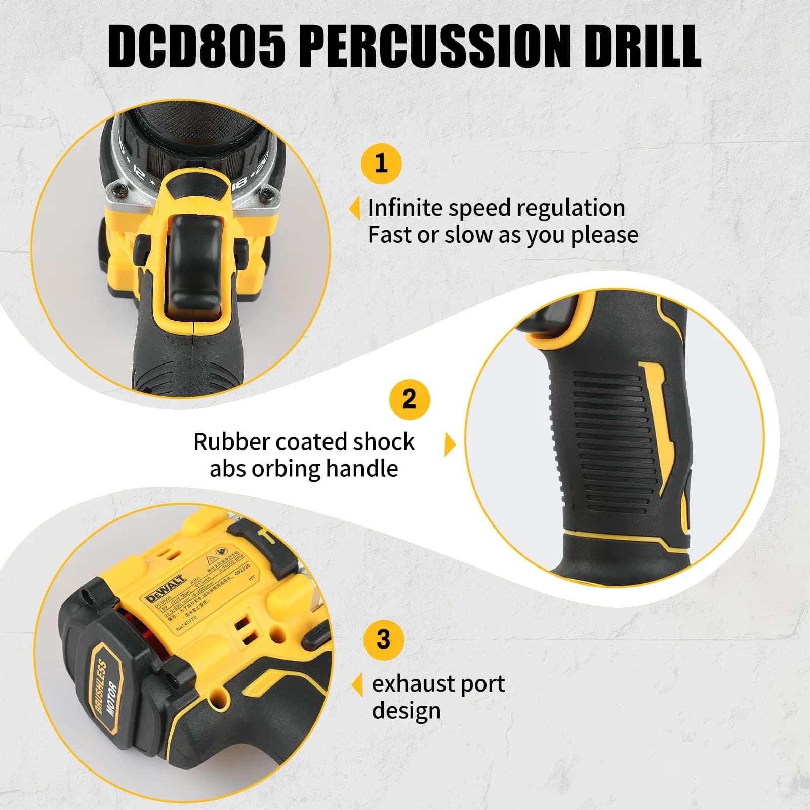 DeWalt DCD805 Brushless Cordless Drill | Compact & Powerful | 20V MAX Lithium-Ion - Thumbnail 3