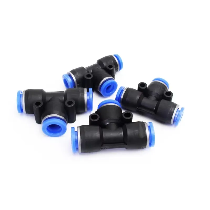 Pneumatic T-Fitting Connector Kit | 4-16mm Quick-Release Air Hose Fittings | 5-Piece Set - Thumbnail 5