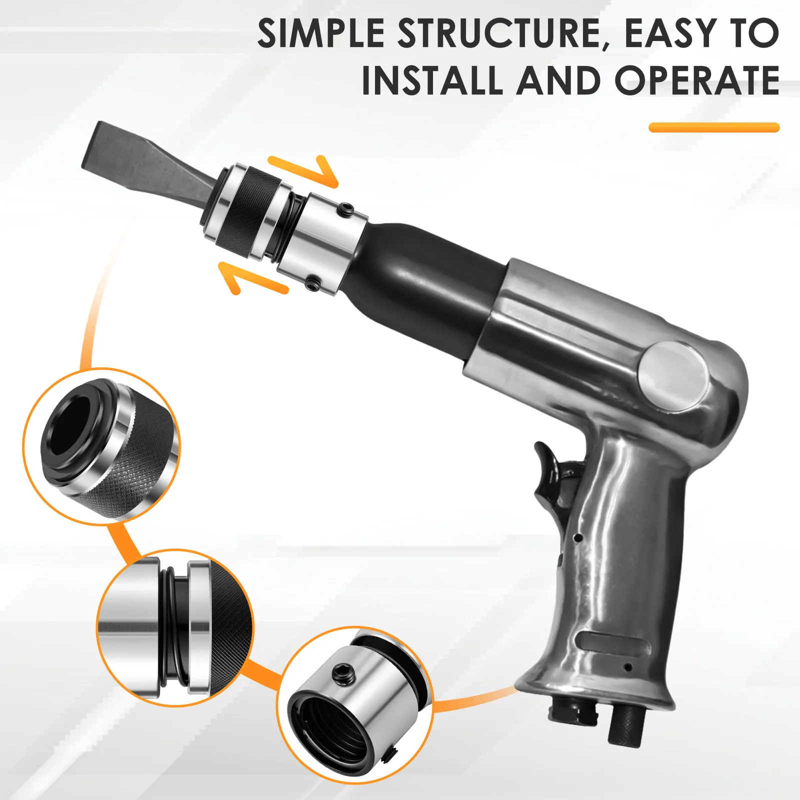 Air Hammer Retaining Quick Change Chuck Compact Air Hammer Quick Change Retainer Stable Air Chisel Spring Retainer for Fixing - Thumbnail 6