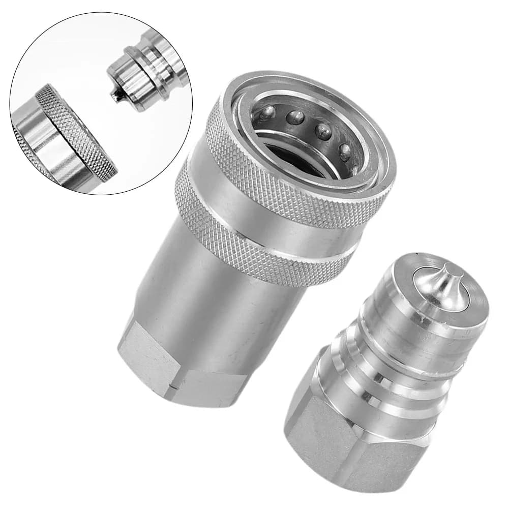 High-Pressure Hydraulic Quick Coupler | 1/2 NPT Thread | ISO A Series Male & Female Connector - Thumbnail 3