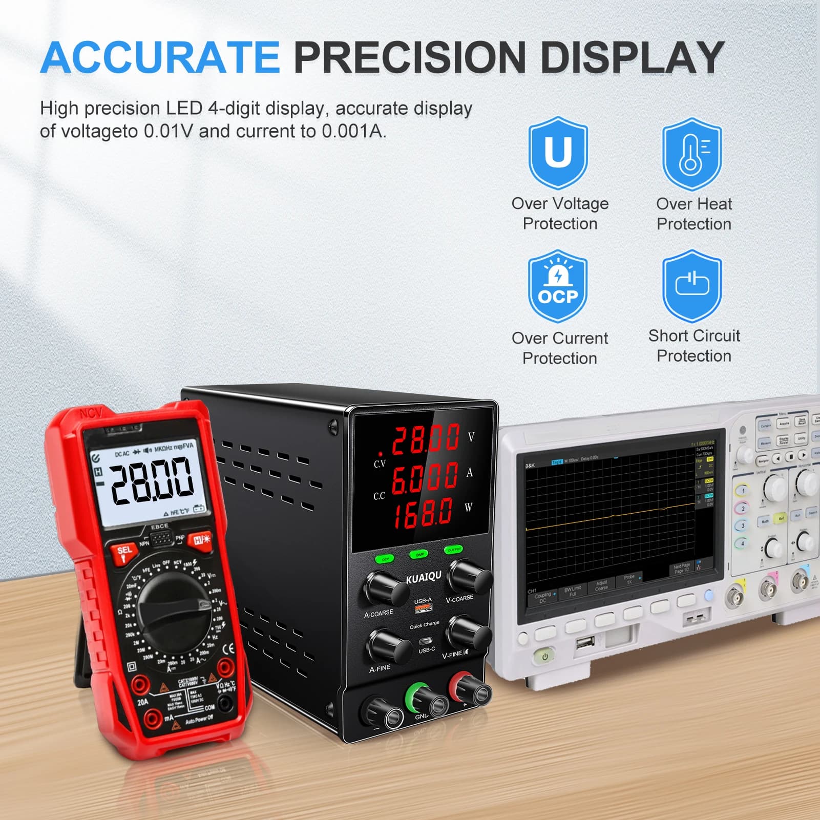 Lab Power Supply | 30V 10A Precision DC Source with OCP/OVP | For Electronics Testing & Repair - Thumbnail 3