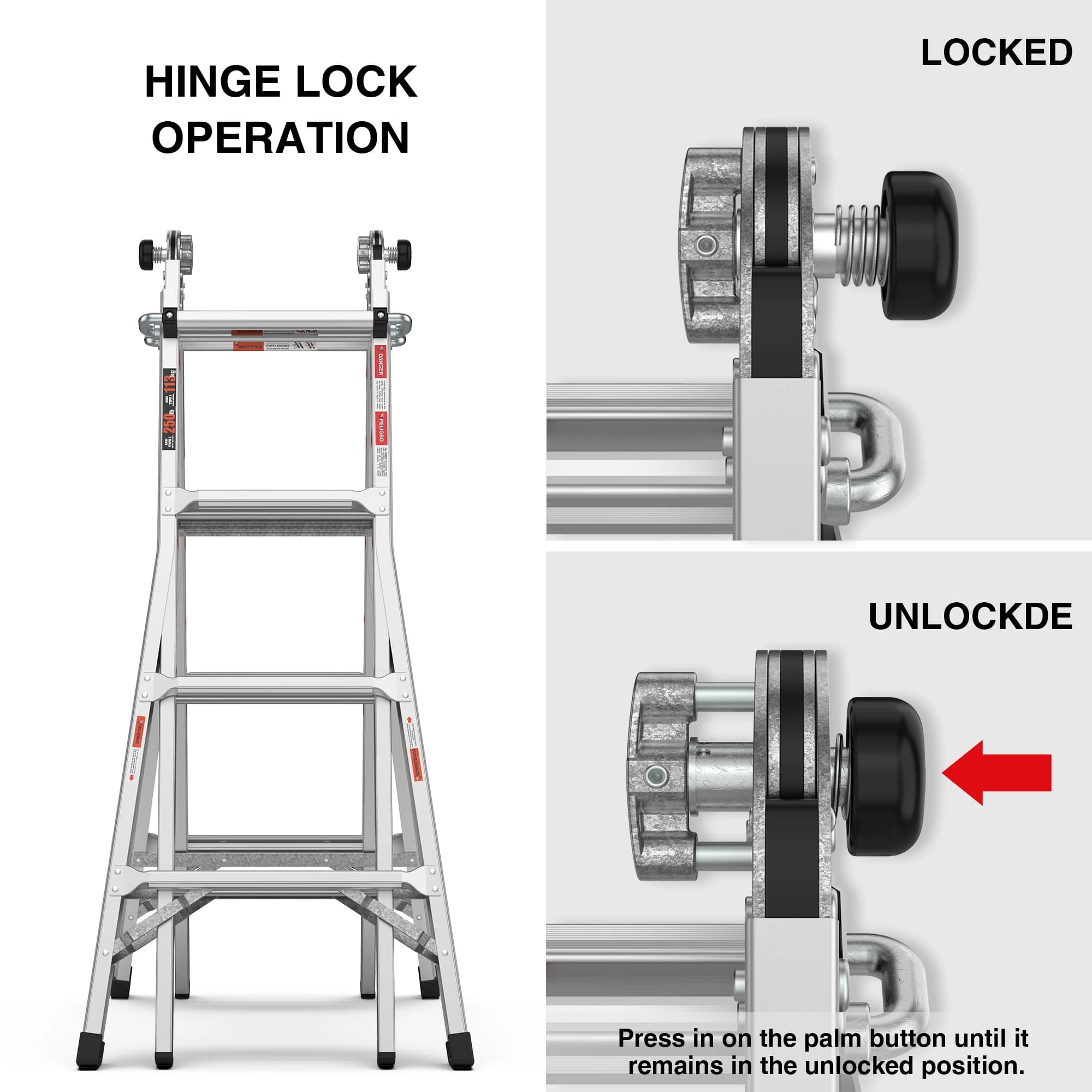 A-Frame Telescopic Ladder | Multipurpose Aluminum Structure | Professional Grade - Thumbnail 5