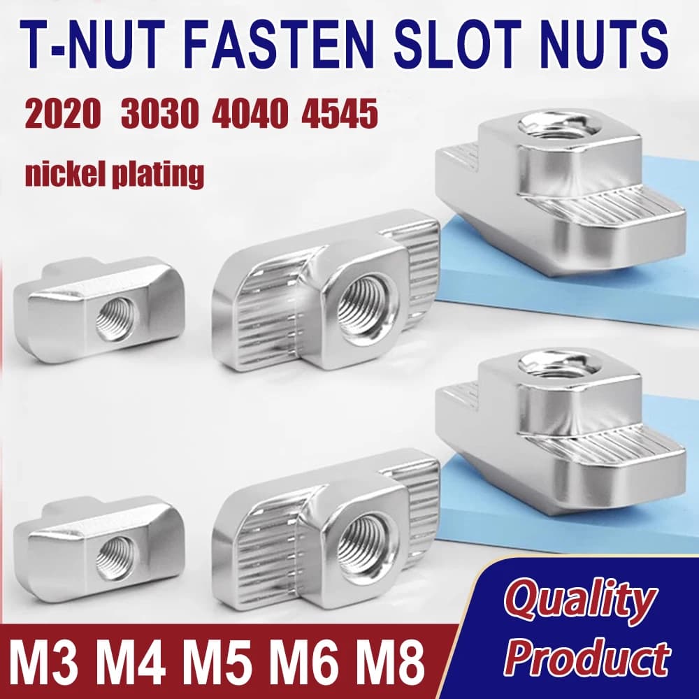Plated T-Nuts | Aluminum Extrusion Profile Connectors | Hammer Head Slot Fasteners - Thumbnail 2