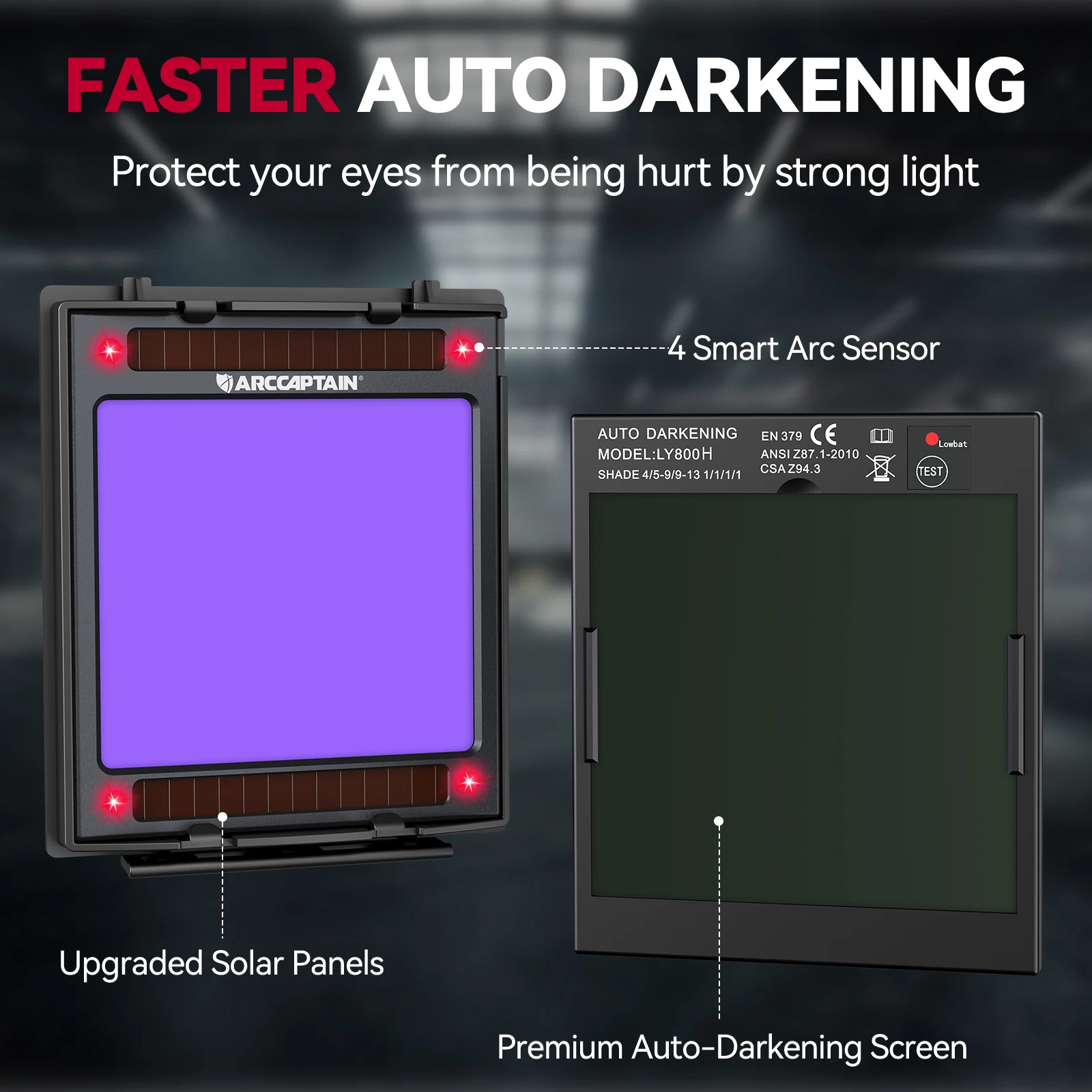 Auto-Darkening Welding Helmet | Large True-Color View | 4-Sensor Arc Detection - Thumbnail 3
