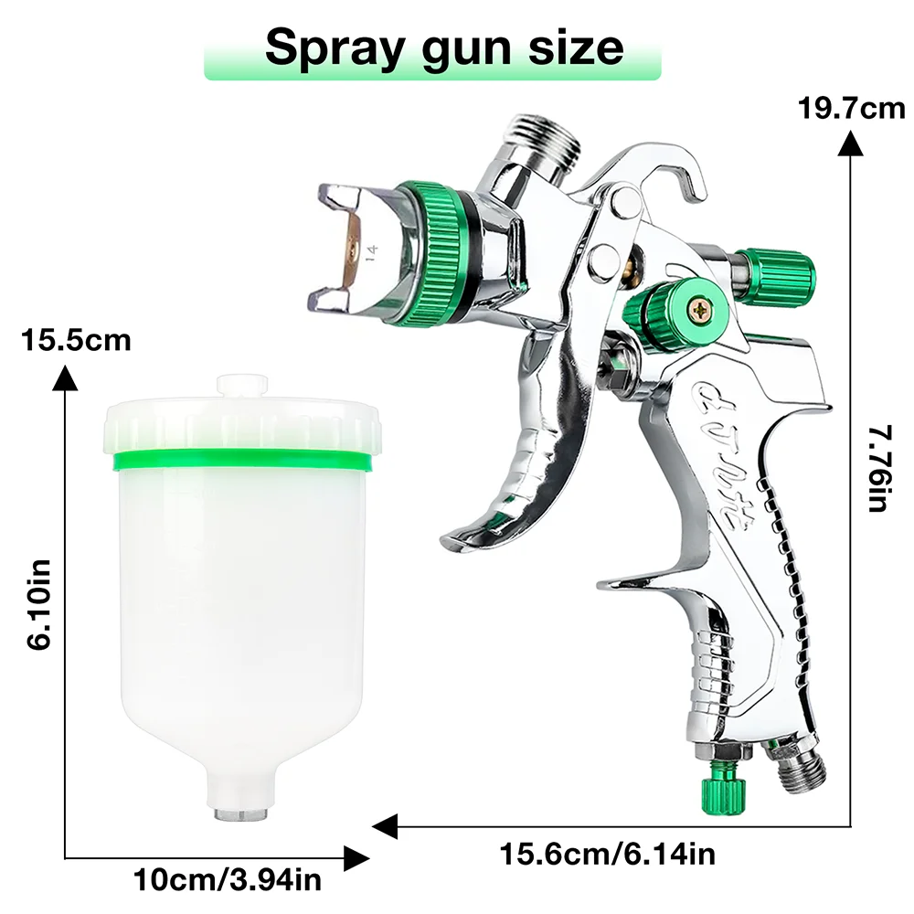 HVLP Gravity Spray Gun | 1.4-2.5mm Steel Nozzle Kit | High-Performance DIY & Auto Painting - Thumbnail 3