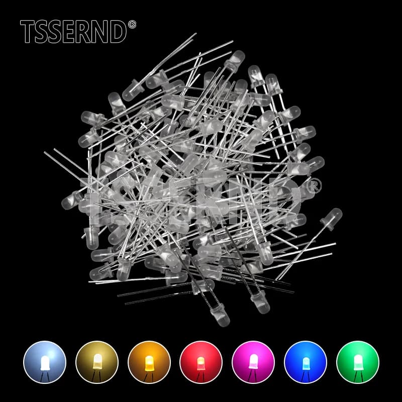 LED Diode Assortment Kit | 3mm F3 | 60 or 100-Piece Multi-Color Set for DIY Electronics - Thumbnail 4