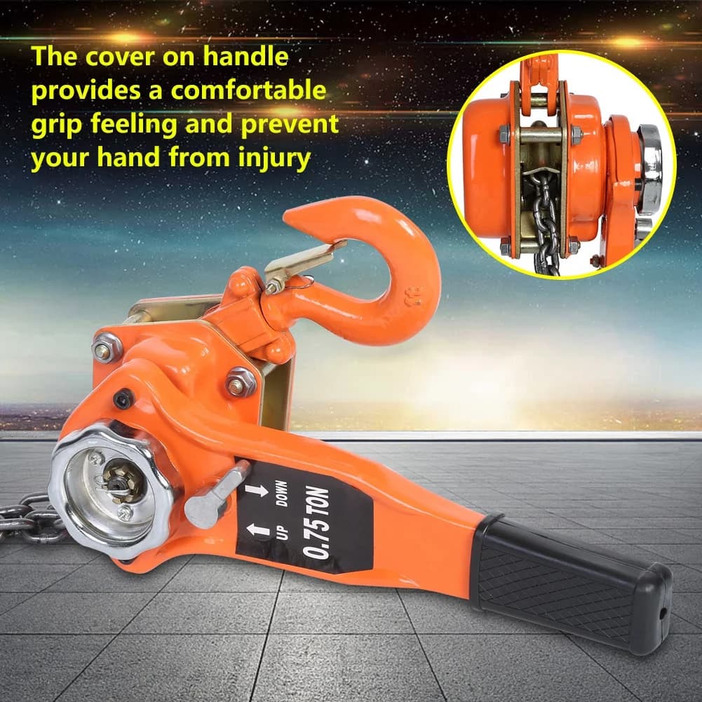 0.75-Ton Lever Hoist | Heavy-Duty Ratchet Pulley System | 3-Meter Lifting Chain - Thumbnail 2