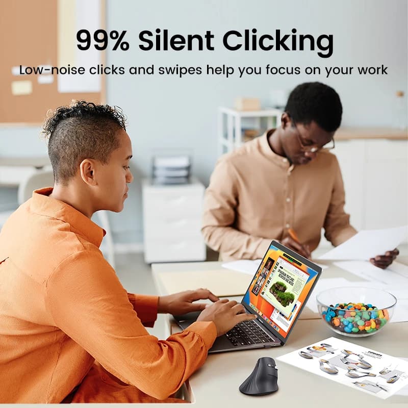 Ergonomic Vertical Mouse | Wireless Bluetooth 5.0 & 2.4G | 4000 DPI for MacBook & PC - Thumbnail 4