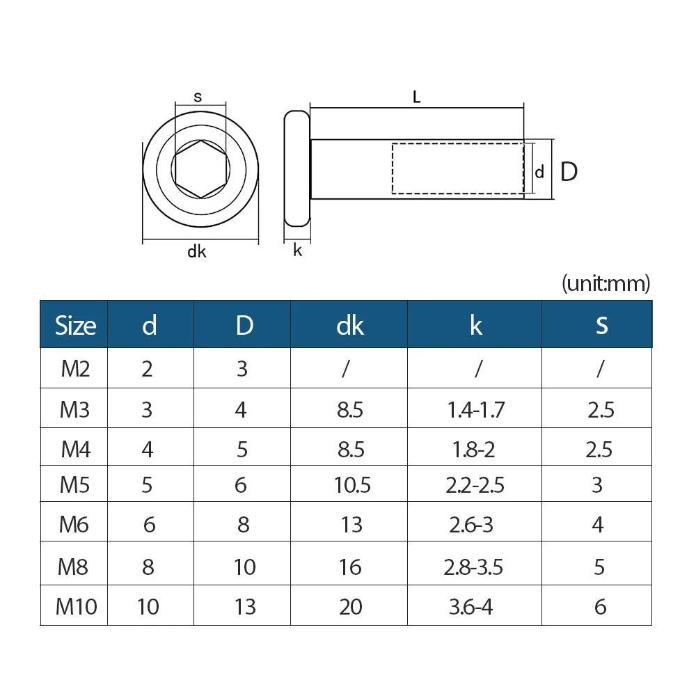 304 Stainless Steel Barrel Nuts | M2-M10 Hex Socket Insert | Furniture & TV Mount Fasteners - Thumbnail 6