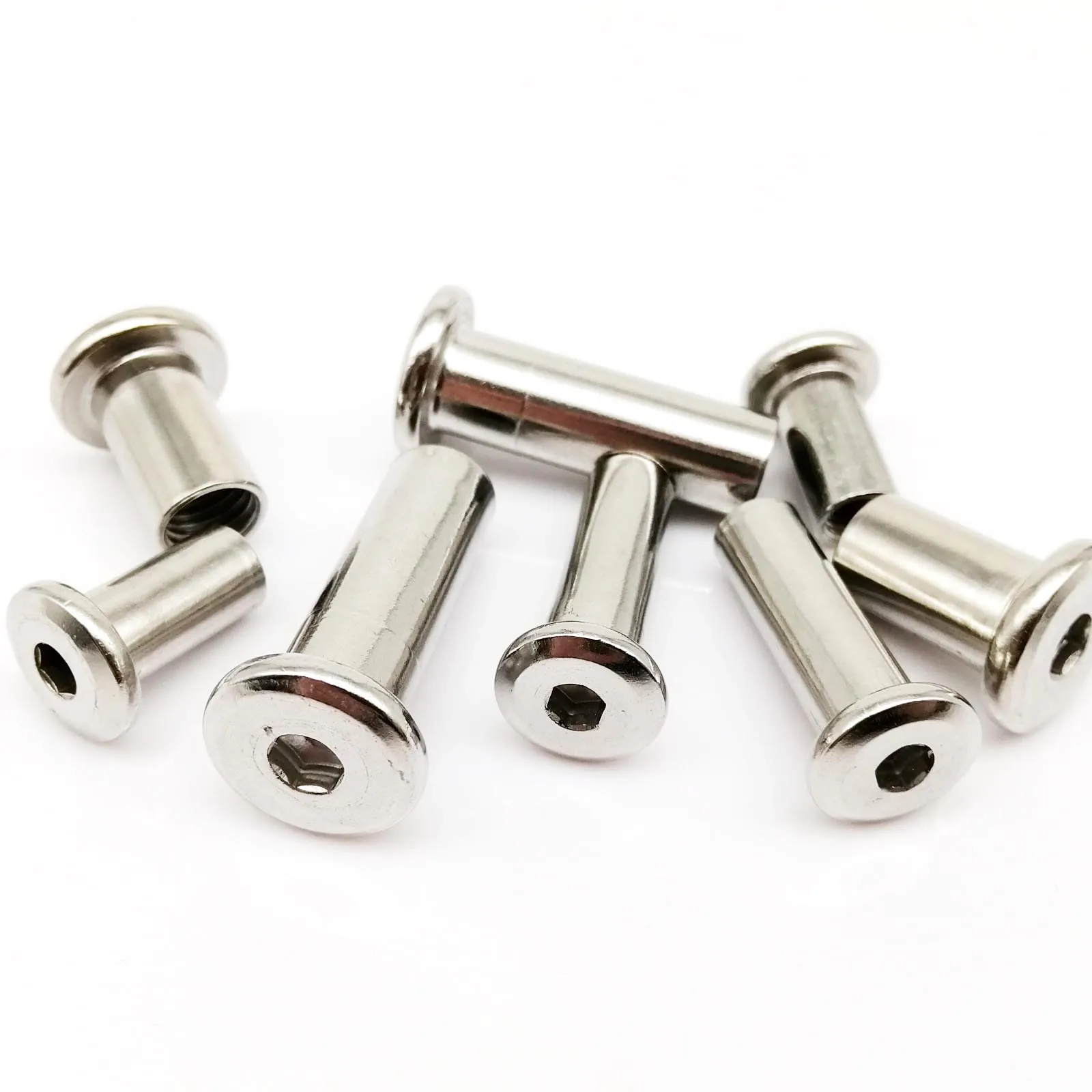 304 Stainless Steel Furniture Sleeve Nuts | M3-M10 Hex Socket Head | 4-100mm Connector Rivets - Thumbnail 4