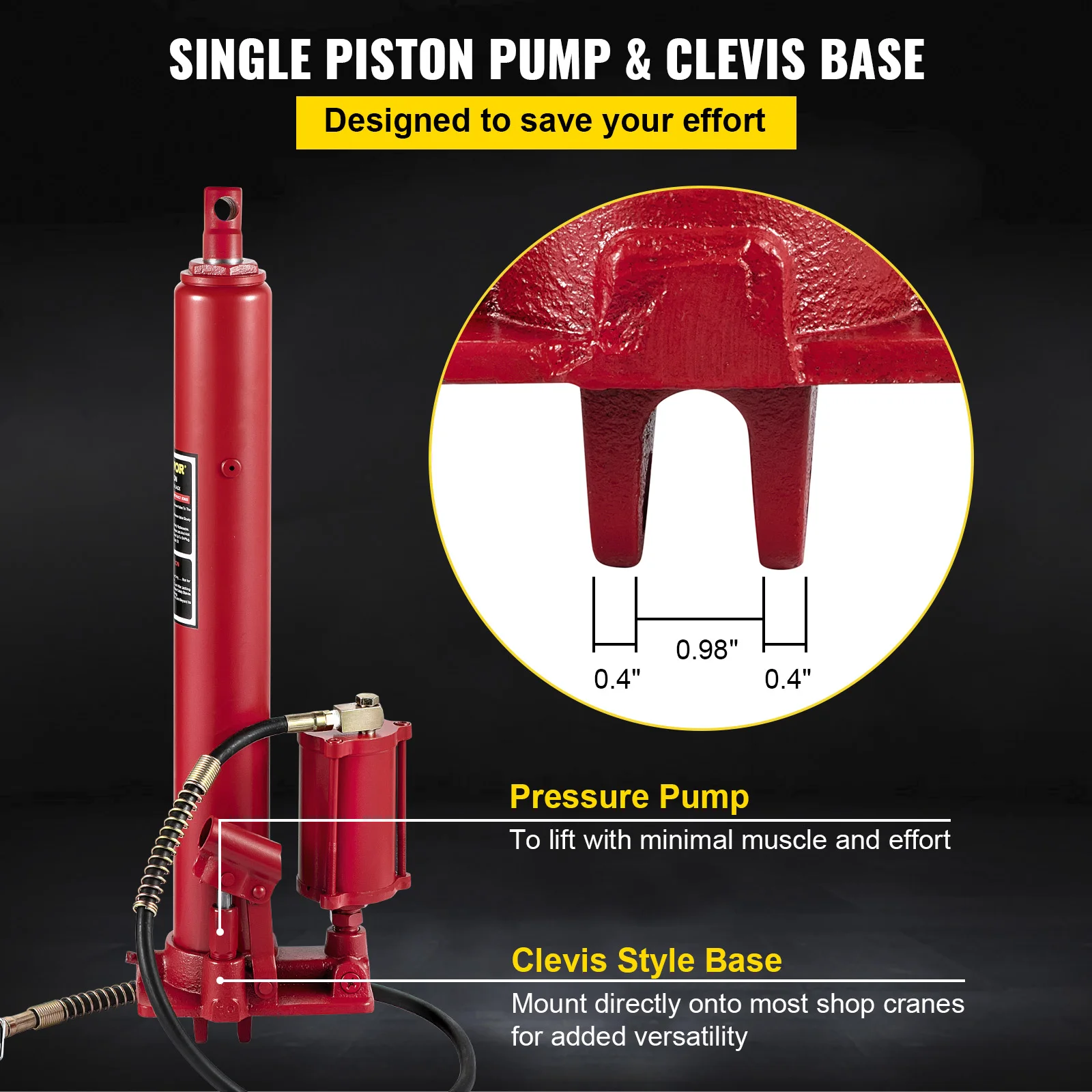 8-Ton Hydraulic Floor Jack | Heavy-Duty Clevis Base for Automotive & Industrial Lifting - Thumbnail 4
