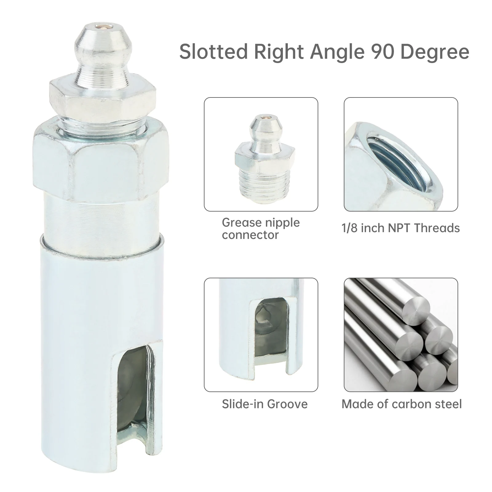 Grease Gun Coupler Set | 5-Piece Nozzle Adapters | 30mm Connector for Tight-Space Lubrication - Thumbnail 3