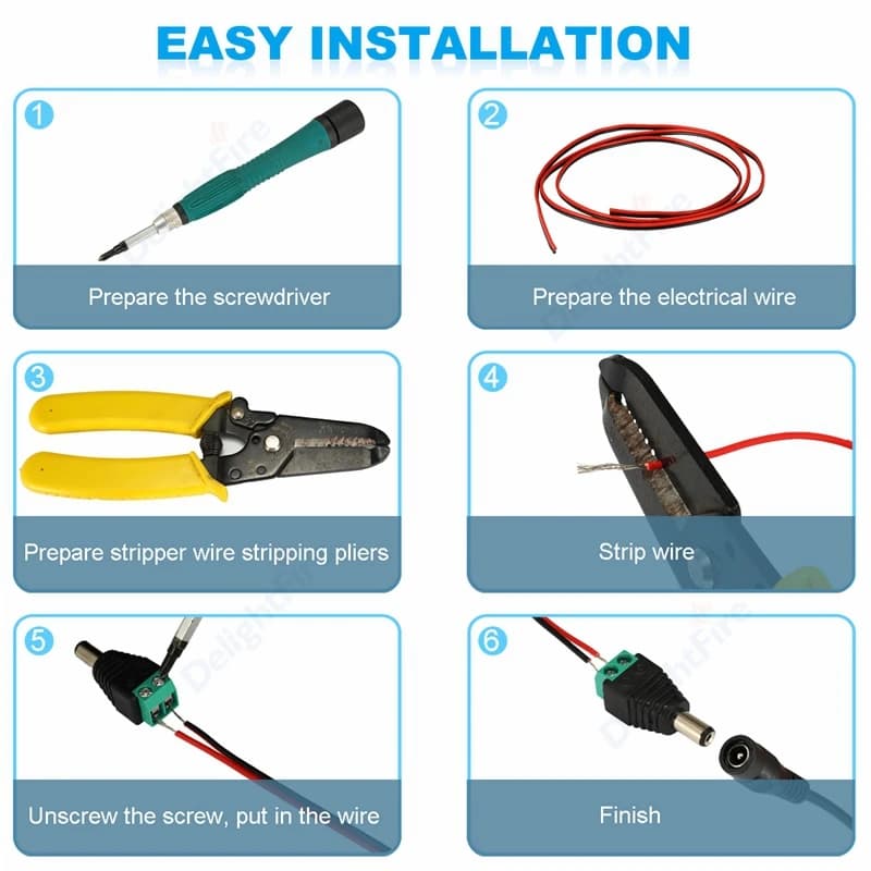 DC Power Connector | 5V/12V 5.5x2.1mm Barrel Jack | CCTV Camera & LED Strip Adapter - Thumbnail 5