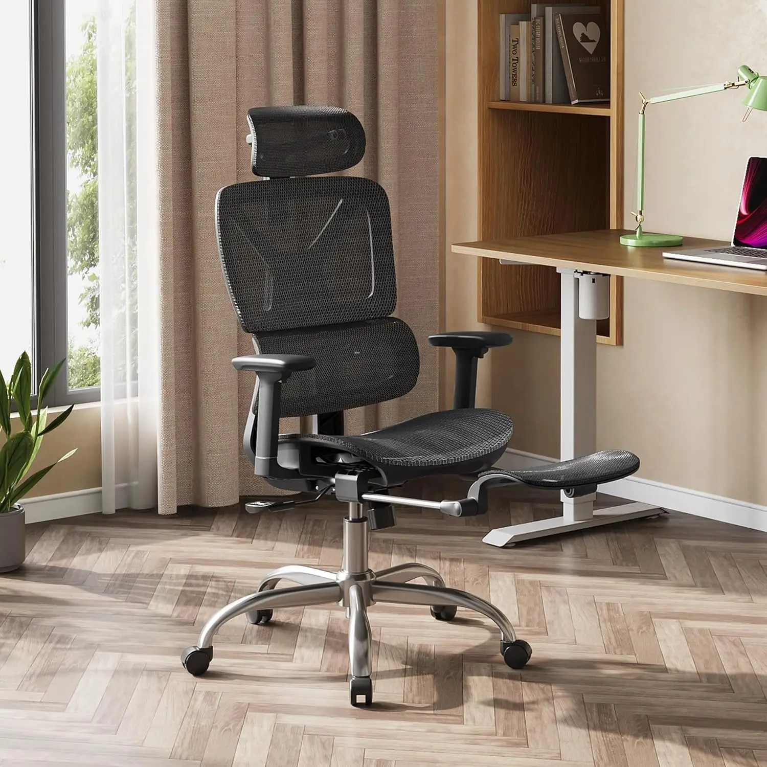 High-Back Reclining Office Chair | Ergonomic Mesh with Footrest | Heavy Duty Swivel Computer Desk Chair - Thumbnail 2