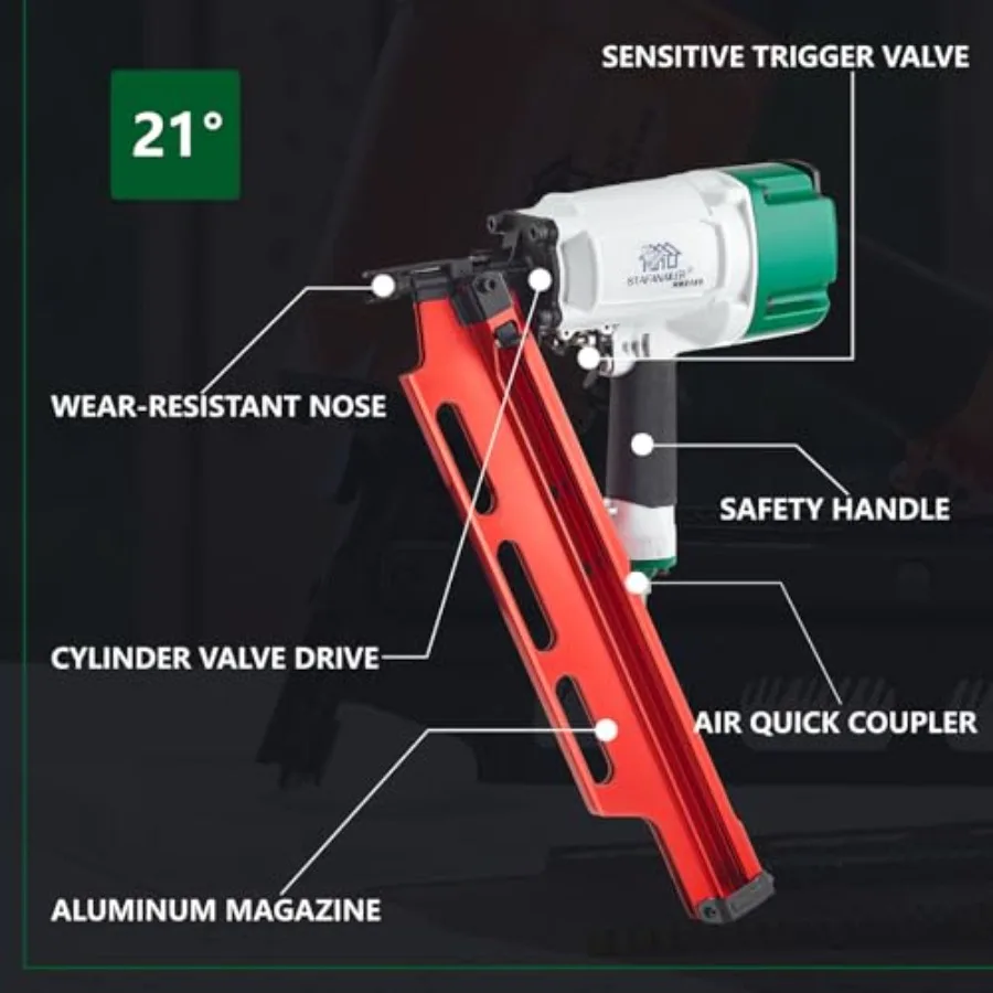 Speed Framing Nailer | 21 Degree Aluminum Magazine | Rapid Wooden House Building NR2183 - Thumbnail 3