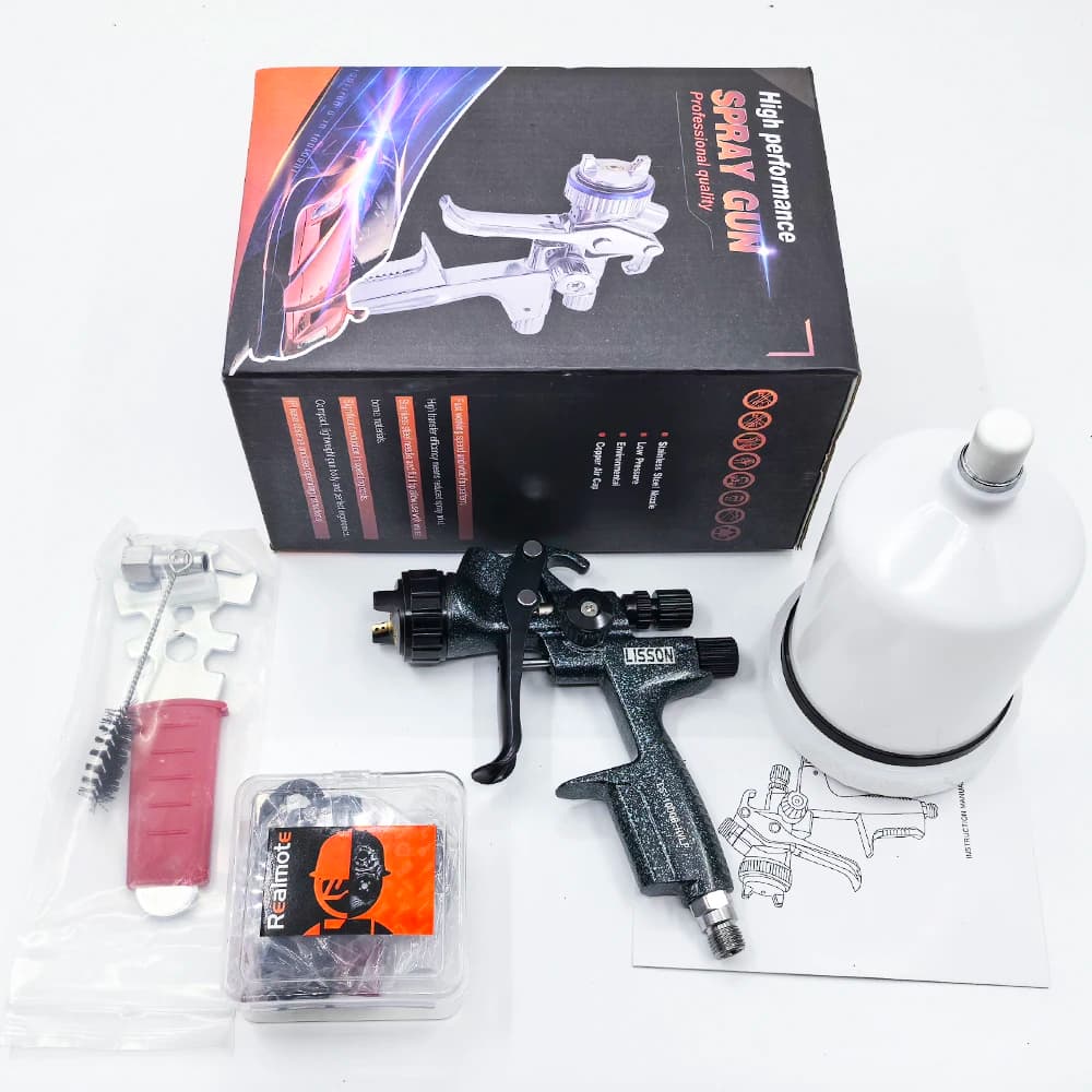 Paint Sprayer with LED Light | 1.3mm Nozzle | Camo Blue-Black for Auto Body & Furniture - Thumbnail 6