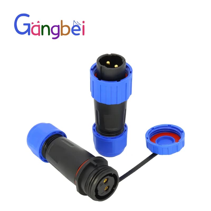 Waterproof Connector Plug | 2-4 Pin Screw Crimping | with Back Nut & Docking Flange - Thumbnail 3