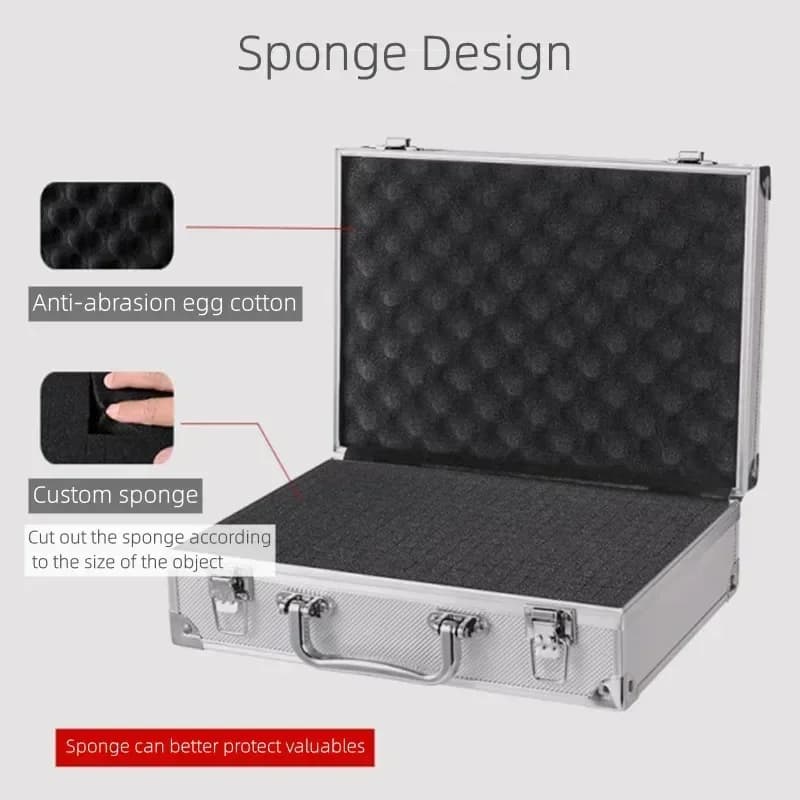 Heavy-Duty Aluminum Tool Case | Impact Resistant Equipment Suitcase | Portable Storage with Sponge - Thumbnail 3