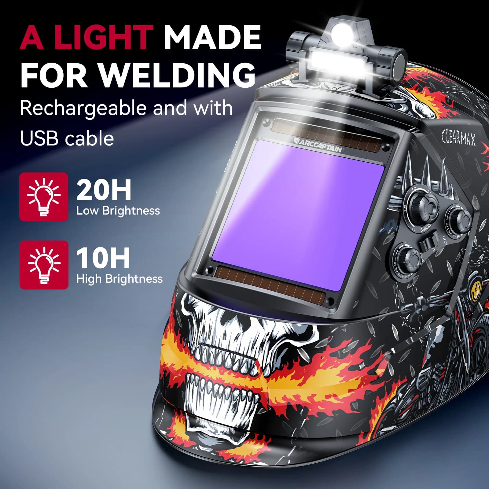 Auto-Darkening Welding Helmet | 4-Sensor True Color Lens | MIG TIG MAG & Plasma Cutting - Thumbnail 2