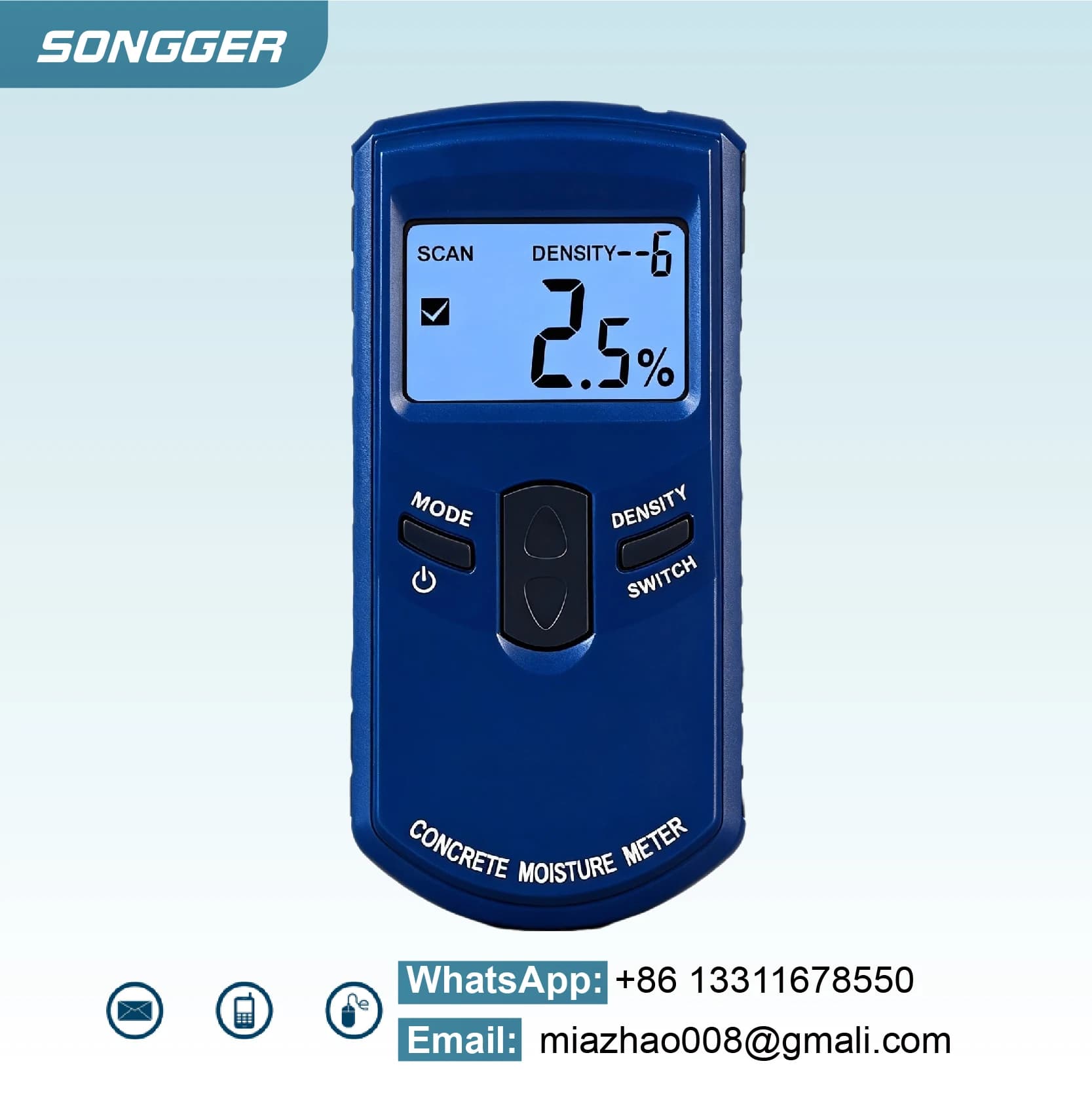 Concrete Moisture Meter: Non-Destructive Wall & Floor Scanner with LCD Alarm - Thumbnail 6