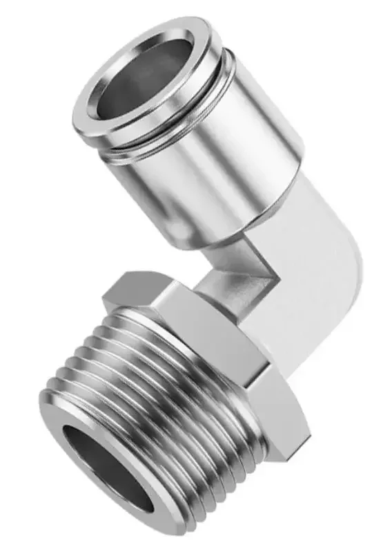 BSP NPT Hydraulic Fitting | Stainless Steel Push-In Elbow | Male/Female Quick Release - Thumbnail 2