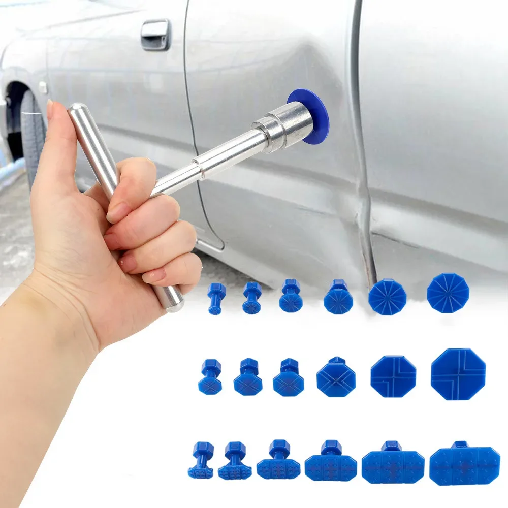 Auto Body Dent Repair Kit | 18-Piece Glue Puller System with T-Handle | DIY Paintless Dent Removal Tool - Thumbnail 2