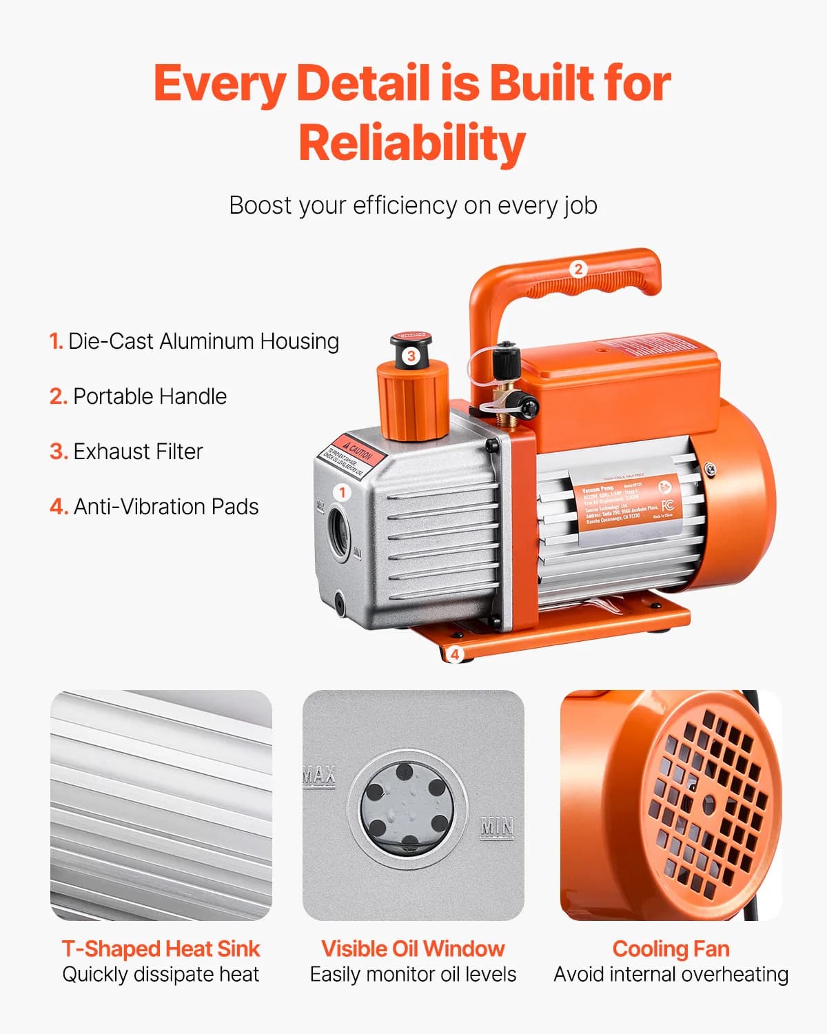 Vacuum Pump & Oil Set | 2-Stage 9CFM High Performance | R410a R134a Systems - Thumbnail 5