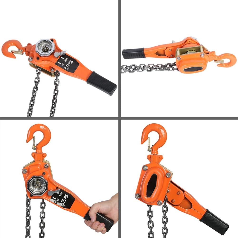 0.75-Ton Lever Hoist | Heavy-Duty Ratchet Pulley System | 3-Meter Lifting Chain - Thumbnail 3