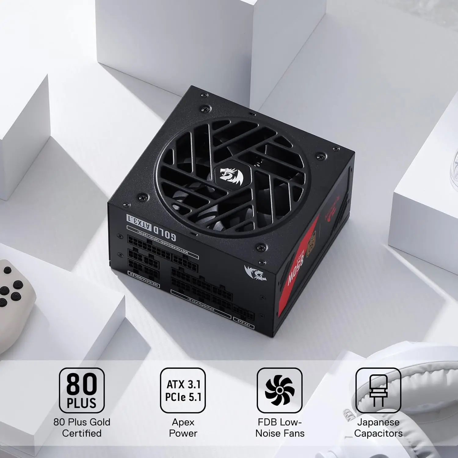 850W ATX 3.1 Power Supply | 80 Plus Gold Certified | Fully Modular & Compact 150mm Design - Thumbnail 4