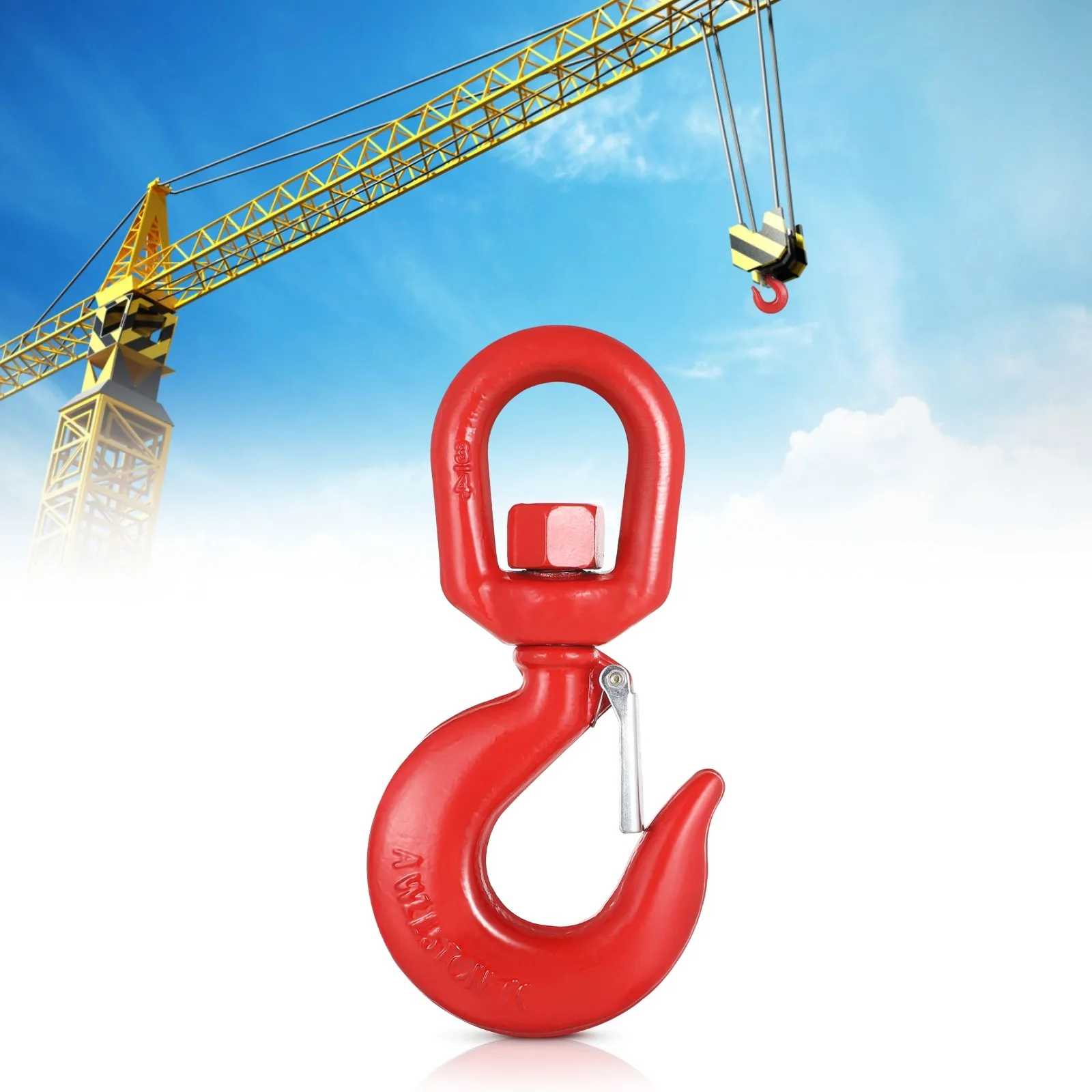 3-Ton Swivel Hook | G80 Alloy Steel Rigging Hook with Safety Latch for Secure Lifting - Thumbnail 2